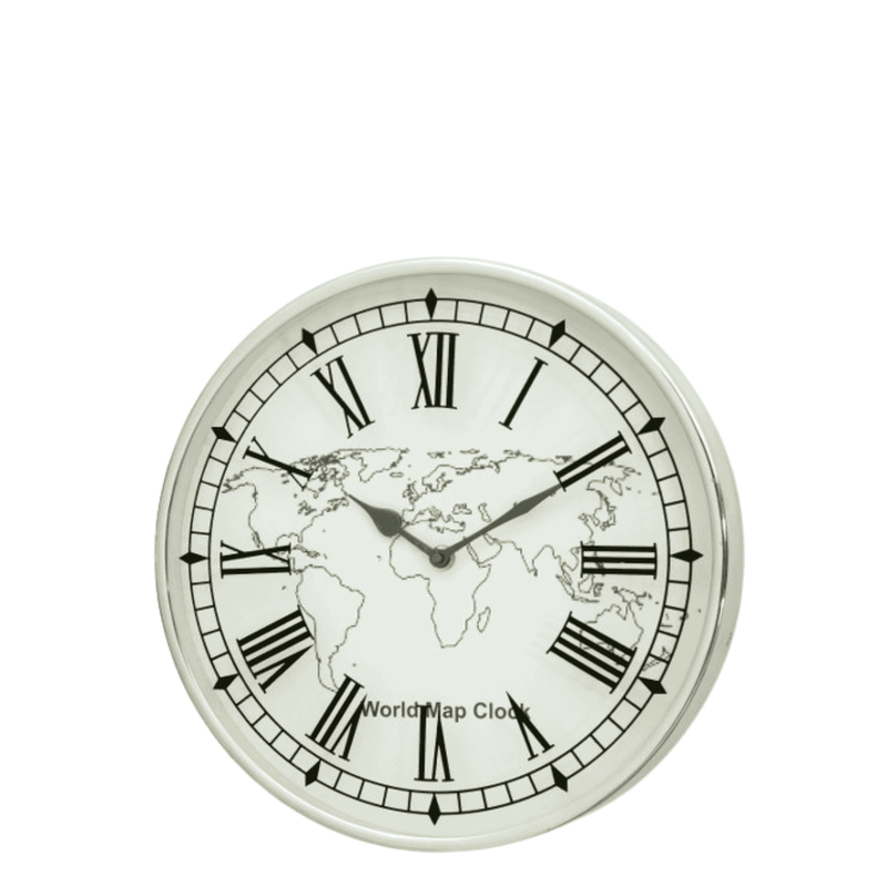 World Map Wall Clock White & Black