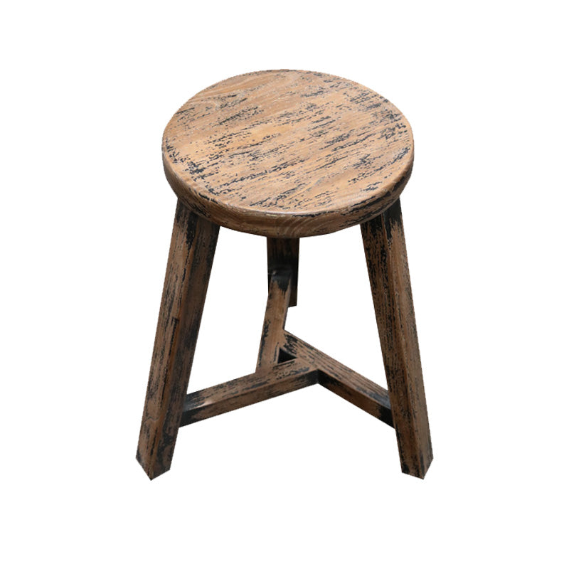 Antique Elm Round Stool Black