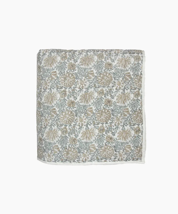 Athena Handblock Blue/Natural Coverlet Large