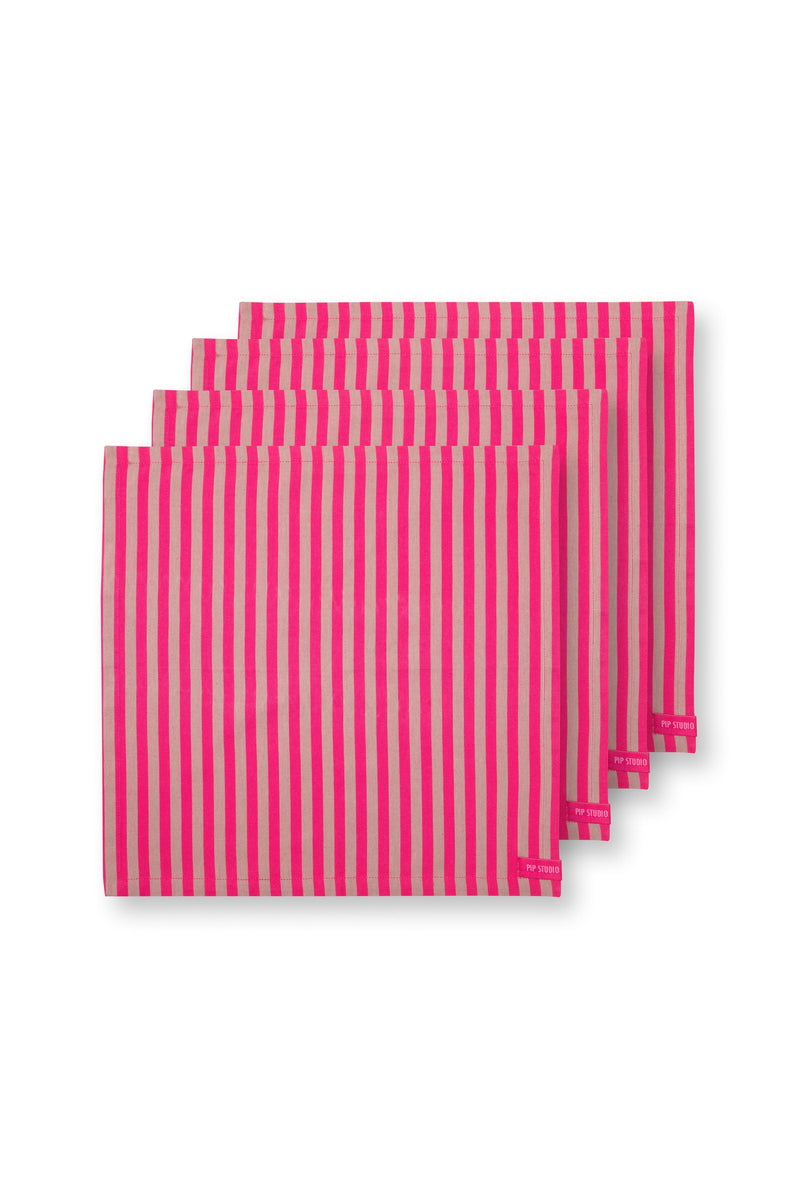 Napkins Pink Stripes (4 Set)